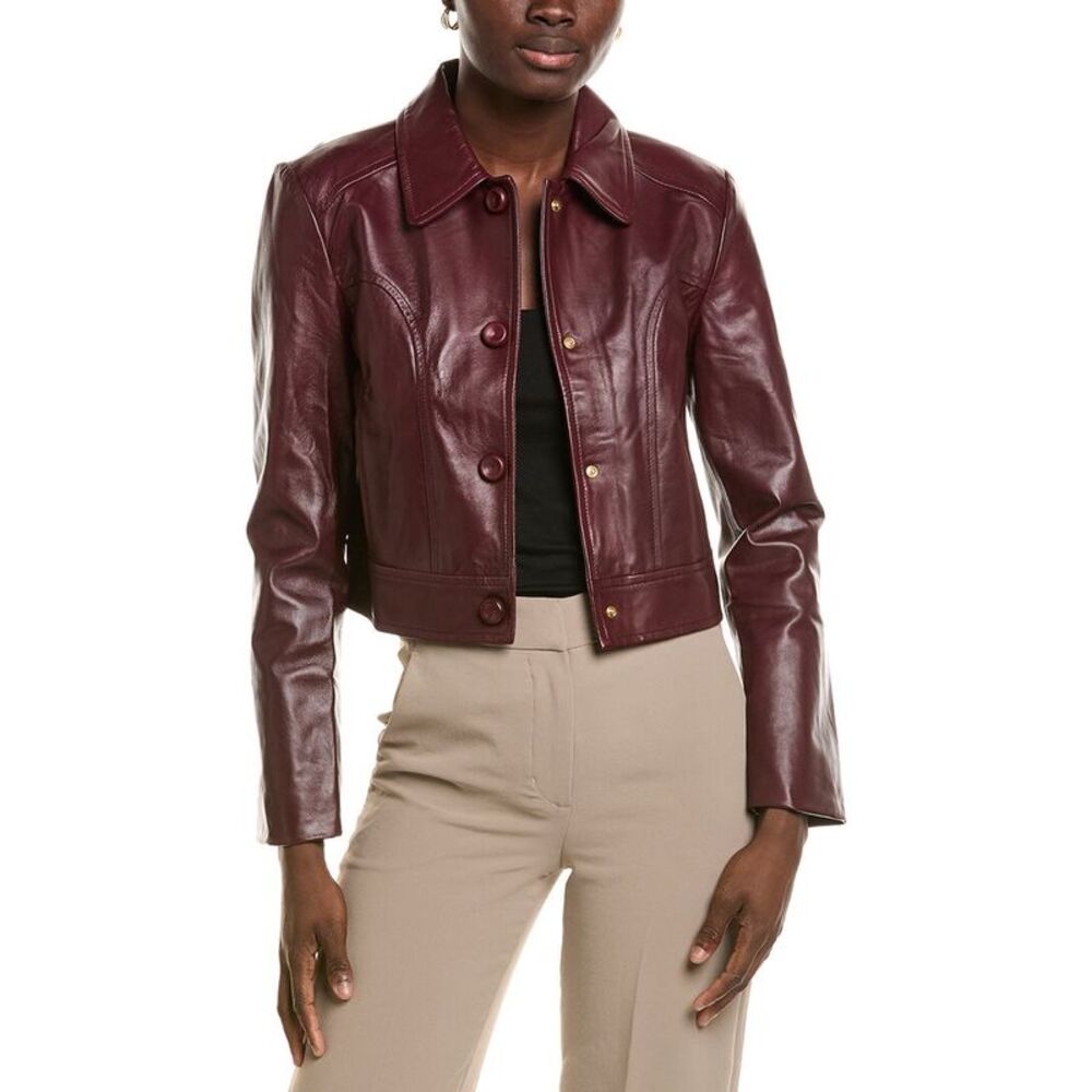 Marc Cain Womens  Leather Jacket, Wine